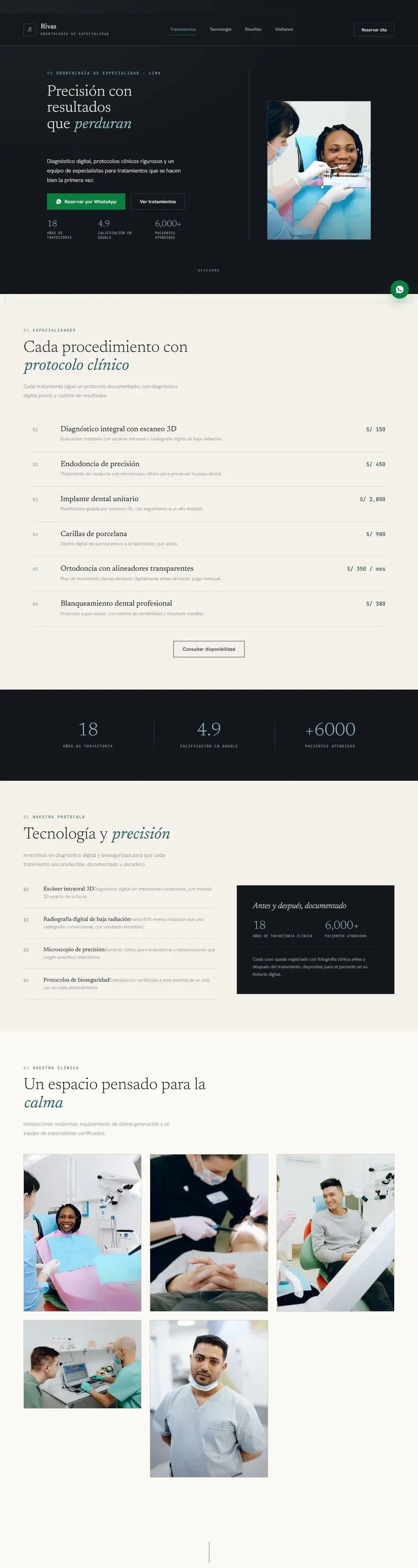 Boceto de la web de Clínica Dental Rivas, hecho por TuWeb.pe